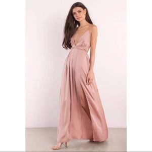 Rose Gold Satin Maxi Dress